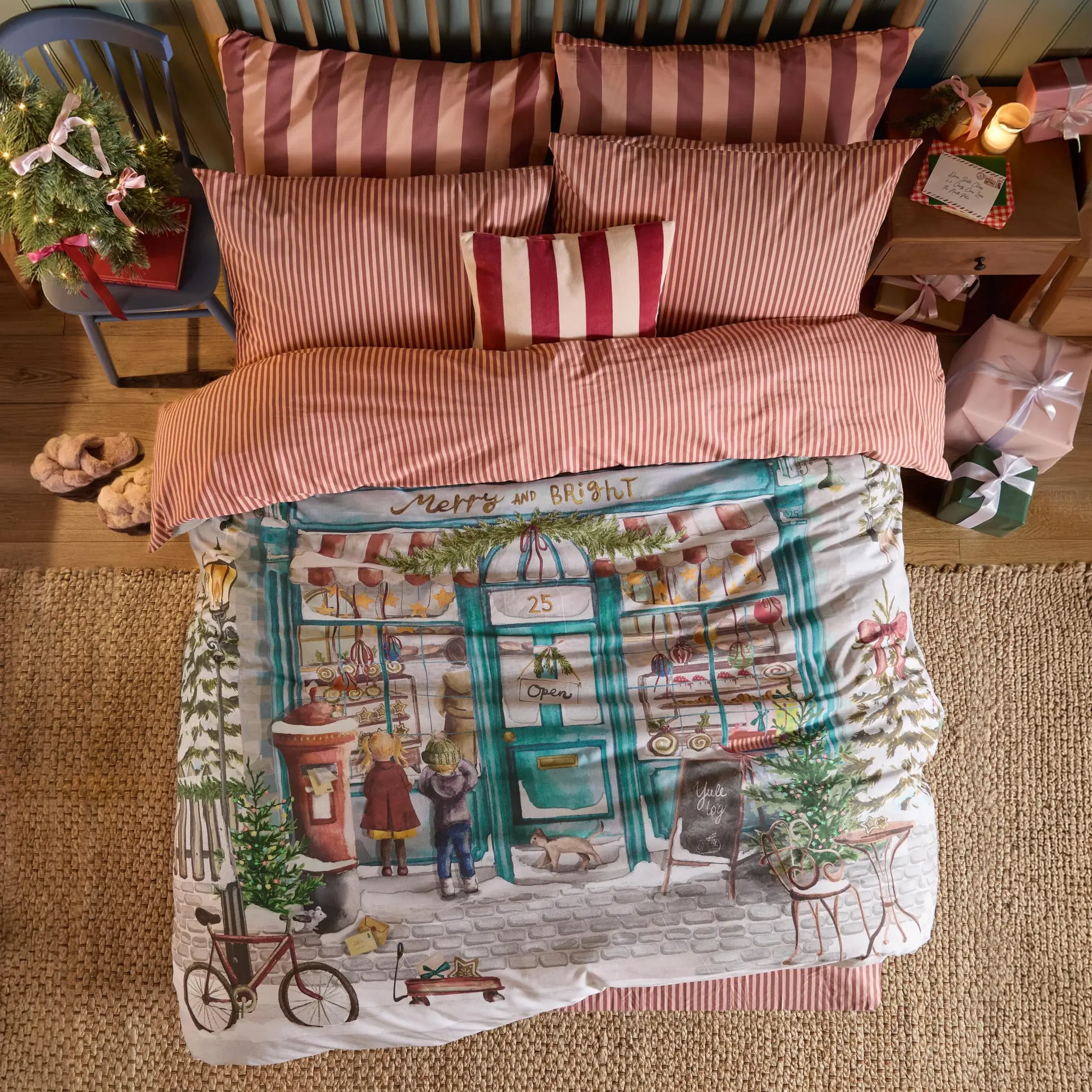 Merry & Bright Reversible Christmas Duvet Cover Set (Multicolour)
