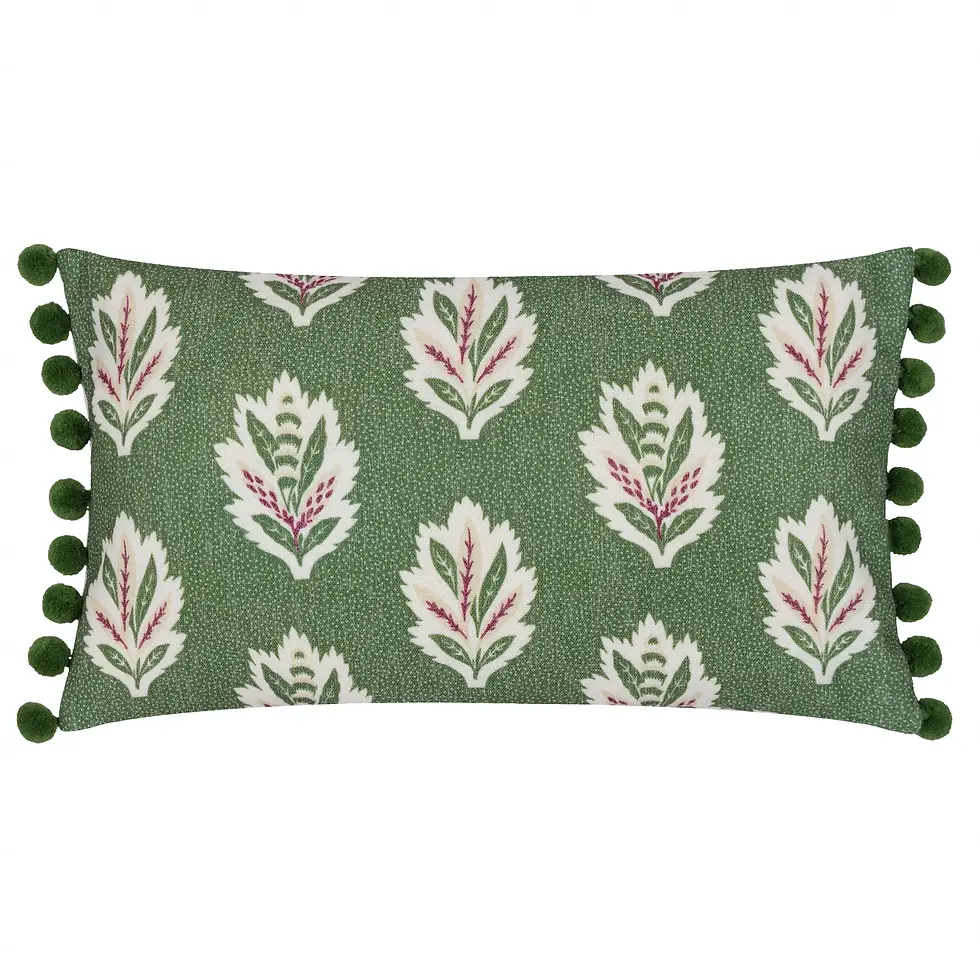 Sessile Leaf Printed Cushion Cover (Leaf Green)