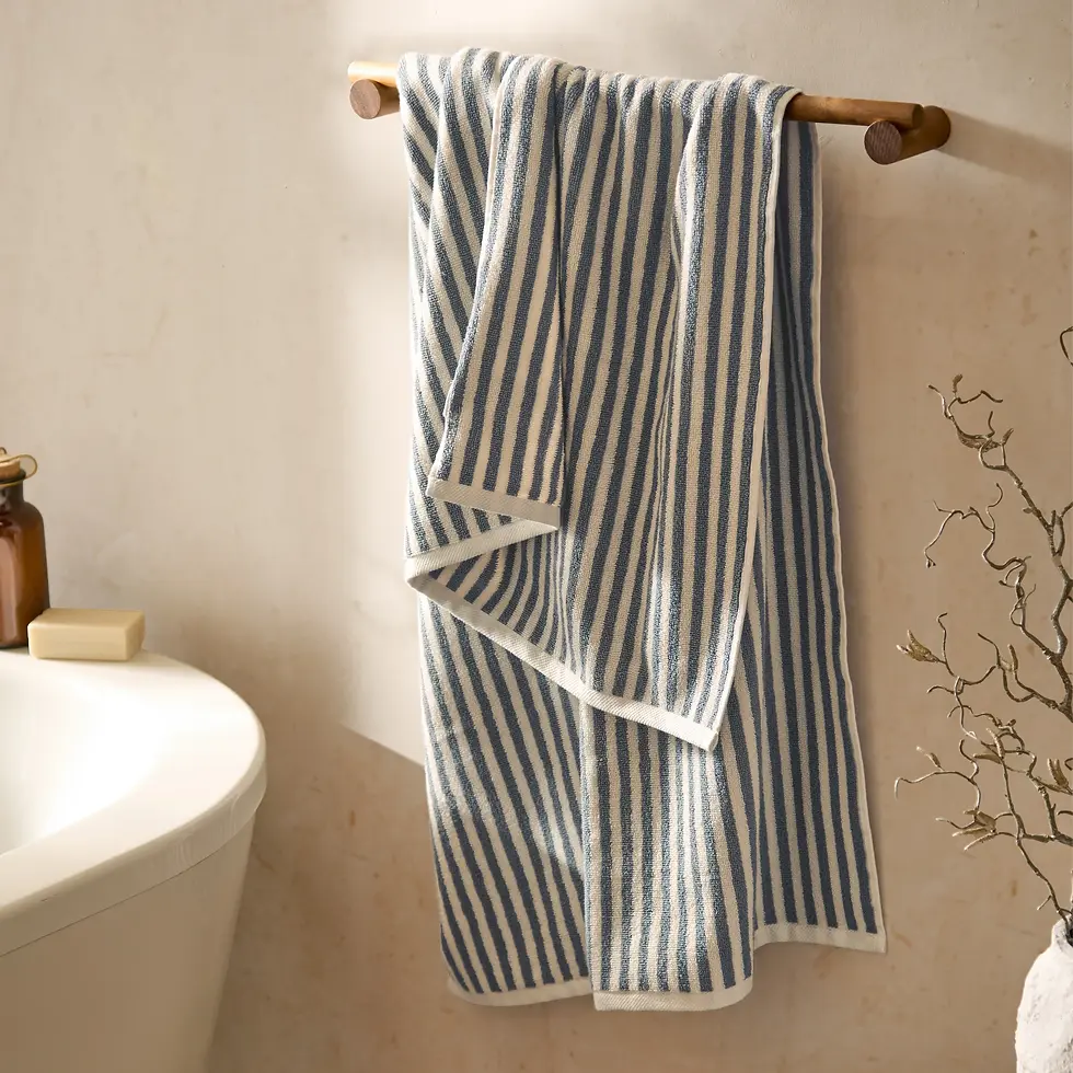 Thumbnail: Hebden Striped Cotton Towels (Denim Blue)