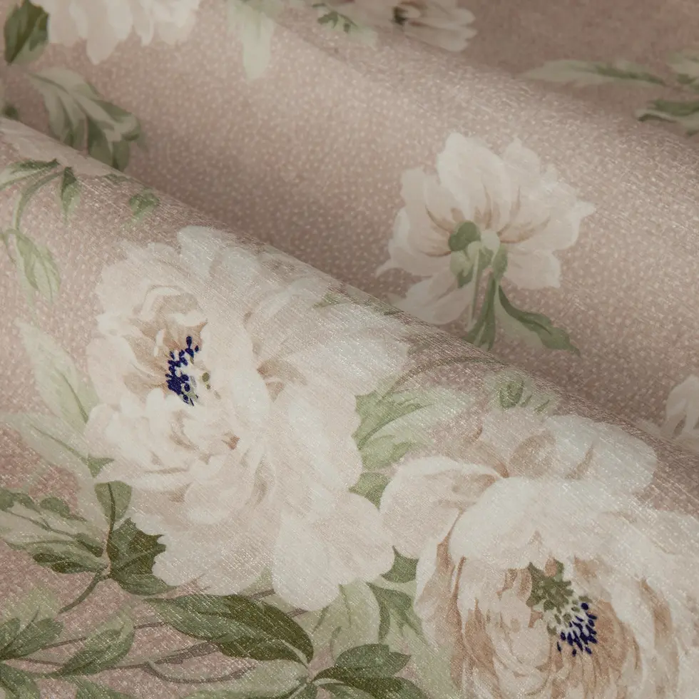 Thumbnail: Adele Fully Lined Floral Chenille Pencil Pleat Curtains (Rose)