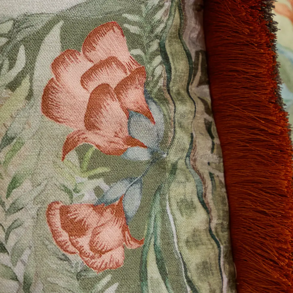 Thumbnail: Mangrove Printed Velvet Cushion Cover (Moss)