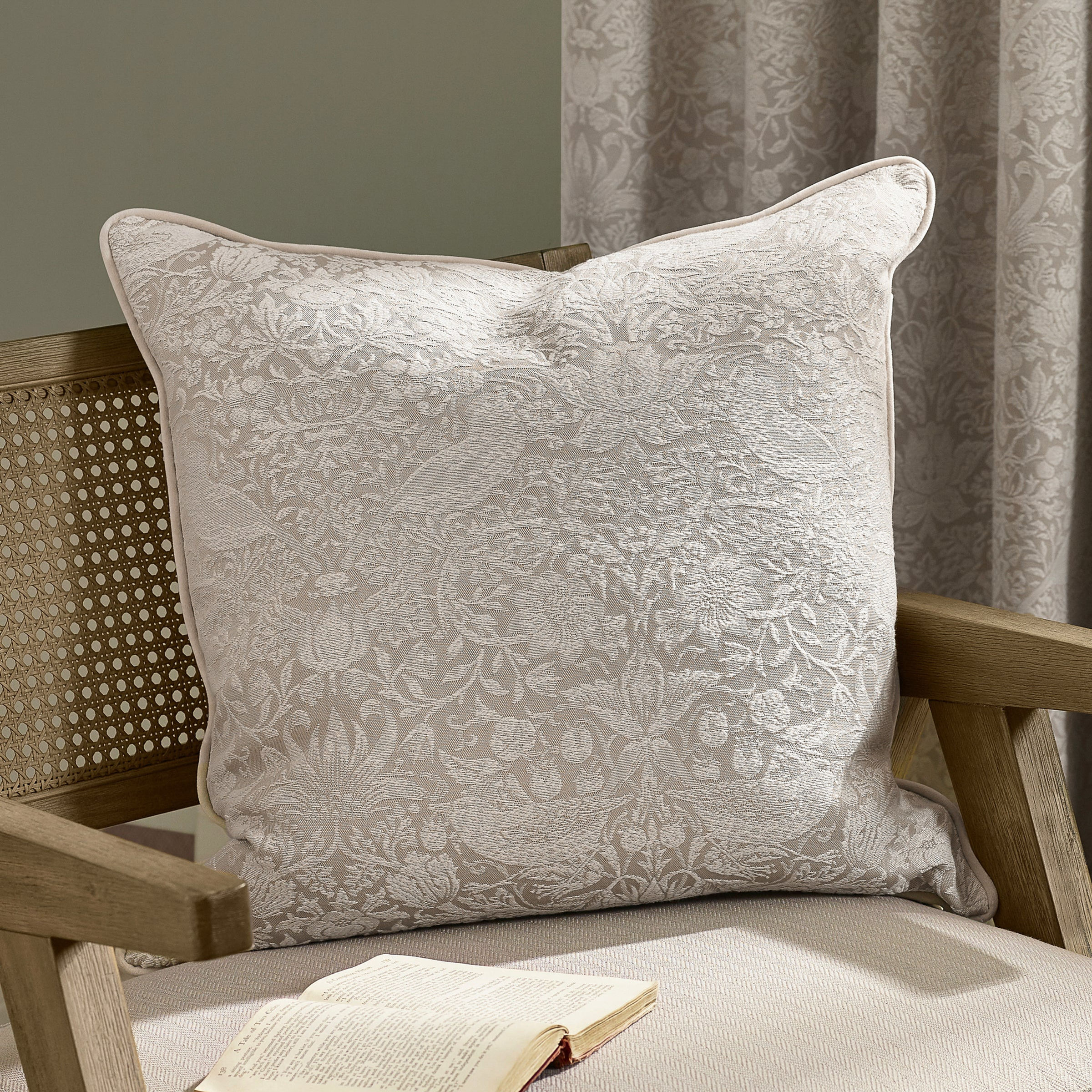 Strawberry Thief Jacquard Cushion Cover (Linen)