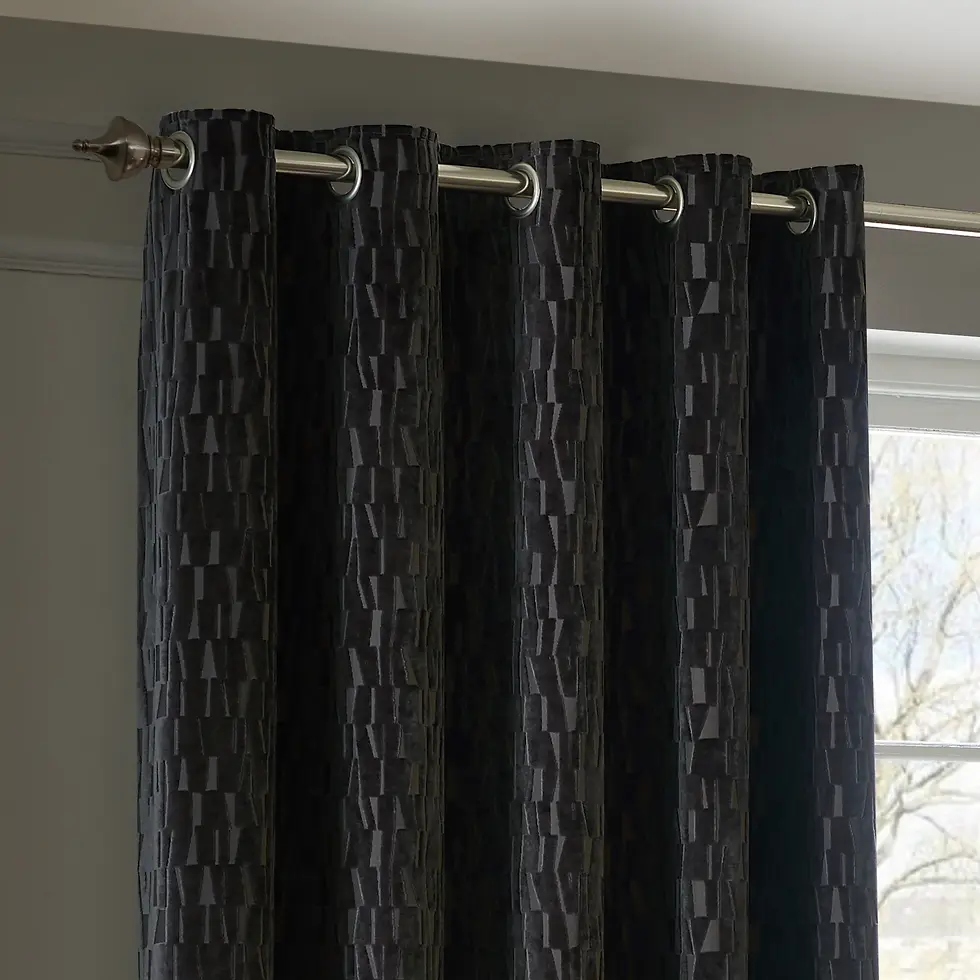 Thumbnail: Manhattan Fully Lined Velvet Eyelet Curtains (Charcoal)