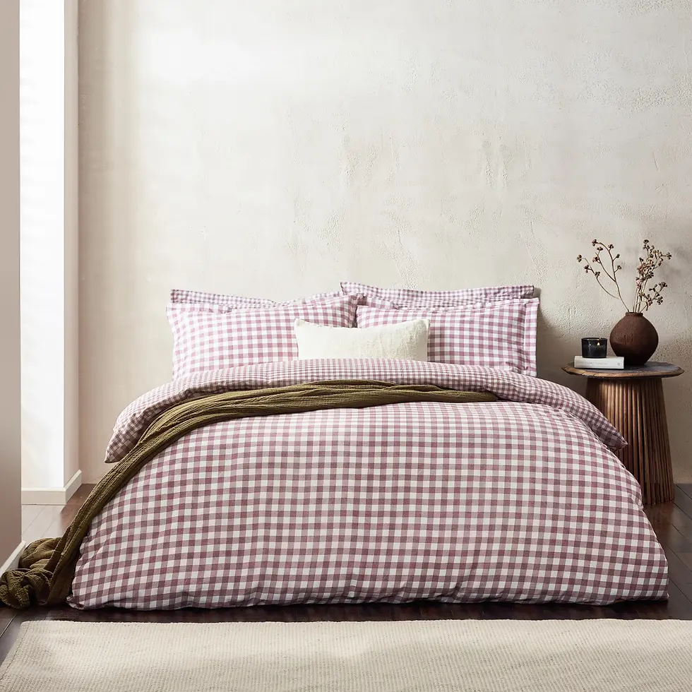 Barton Check Reversible Duvet Cover Set (Berry)