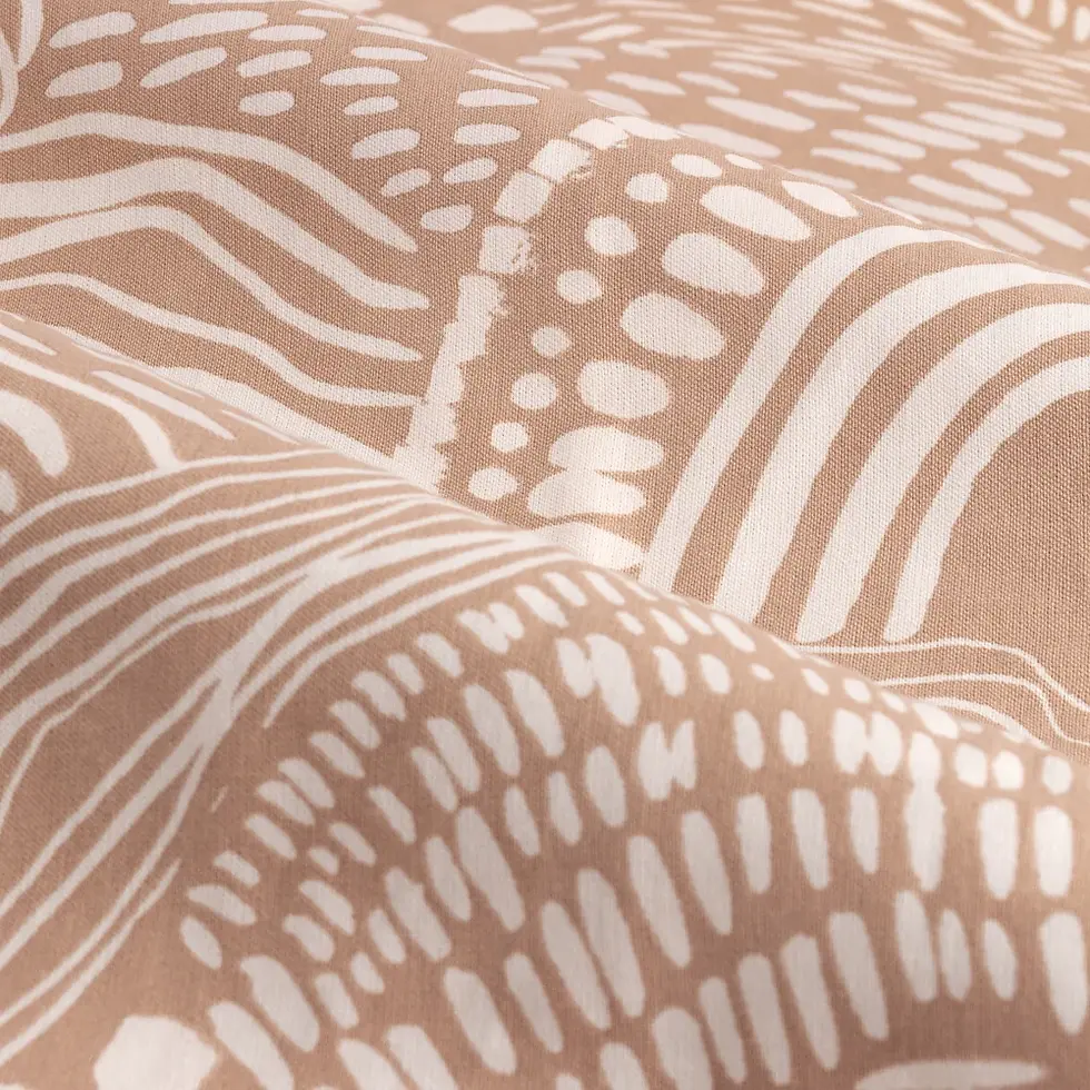 Thumbnail: Nola Abstract 100% Cotton Lined Eyelet Curtains (Oat)