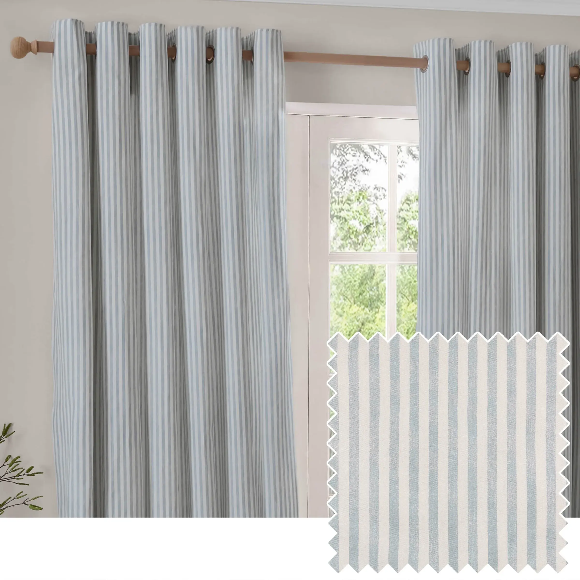 Hebden 100% Cotton Blackout Eyelet Curtains (Mineral Blue)