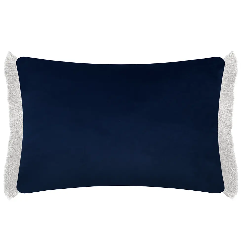 Thumbnail: Floella Printed Ruche Fringe Cushion Cover (Delft Blue)
