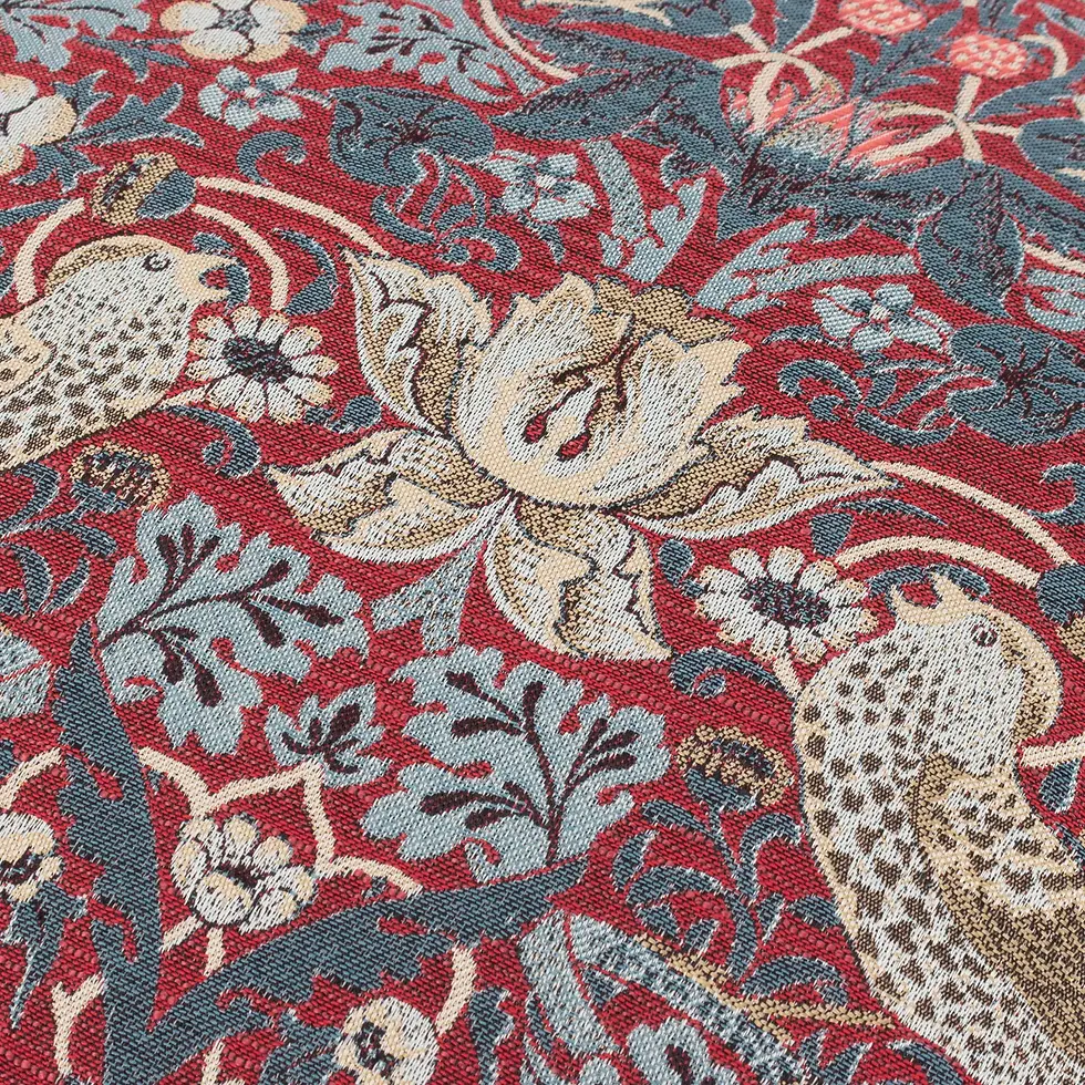 Thumbnail: Strawberry Thief Piped Jacquard Cushion Cover, (Berry)