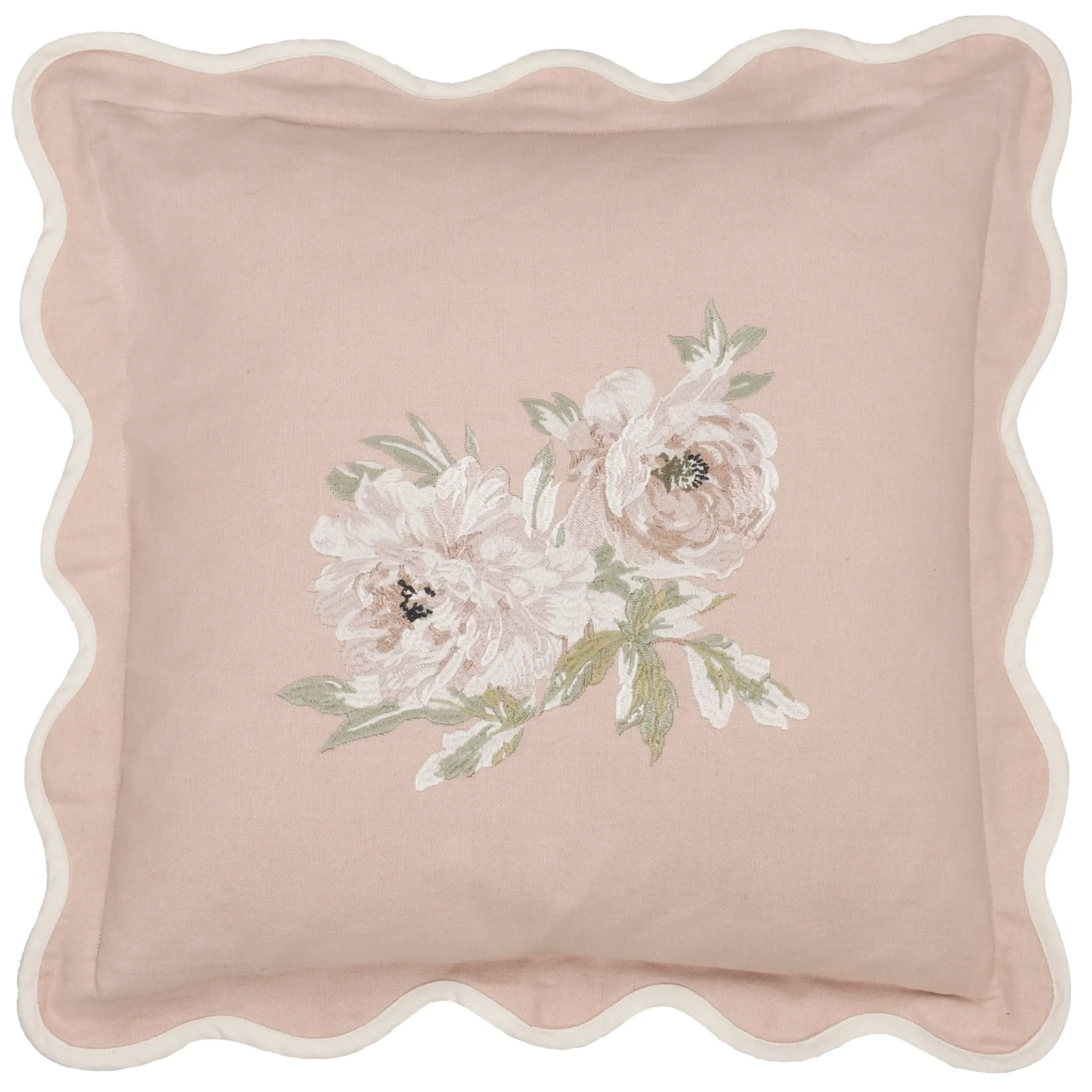 Adele Floral Embroidered Cushion Cover (Rose)