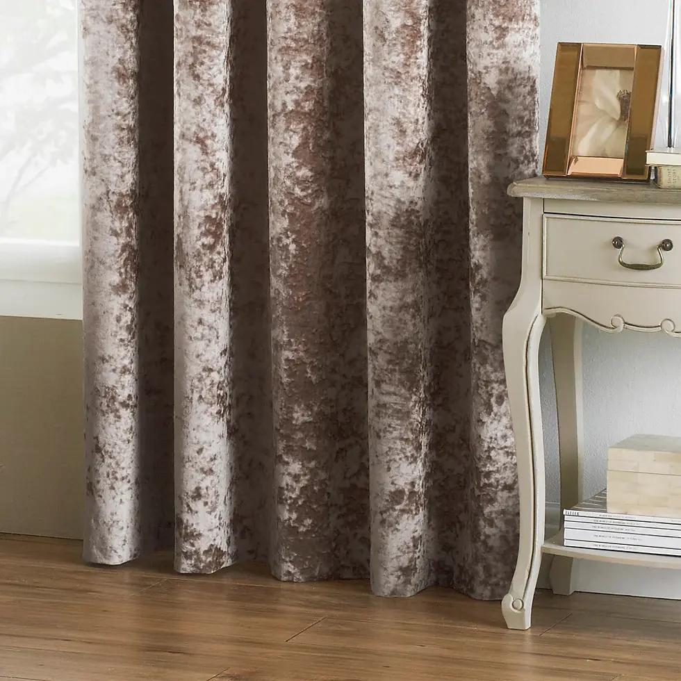Thumbnail: Verona Fully Lined Crushed Velvet Eyelet Curtains (Oyster)