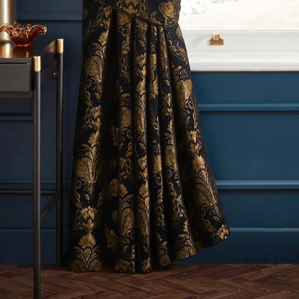 Thumbnail: Shiraz Fully Lined Jacquard Pencil Pleat Curtains (Black)