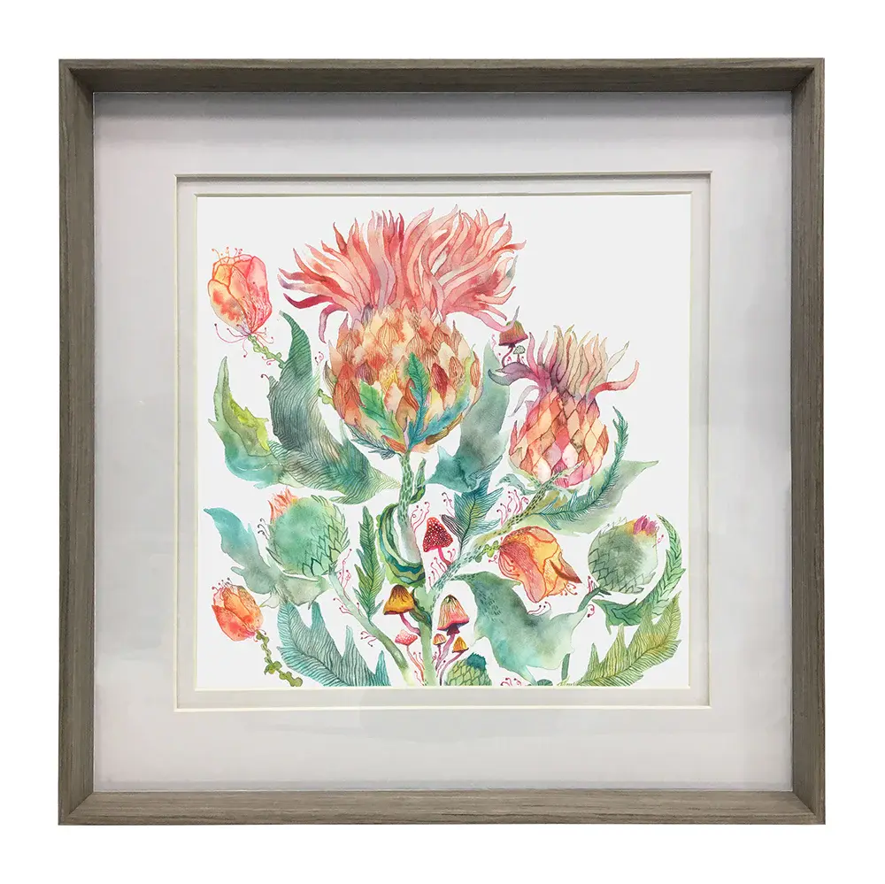 Enchanting Thistle Brown Framed Print (Nut)