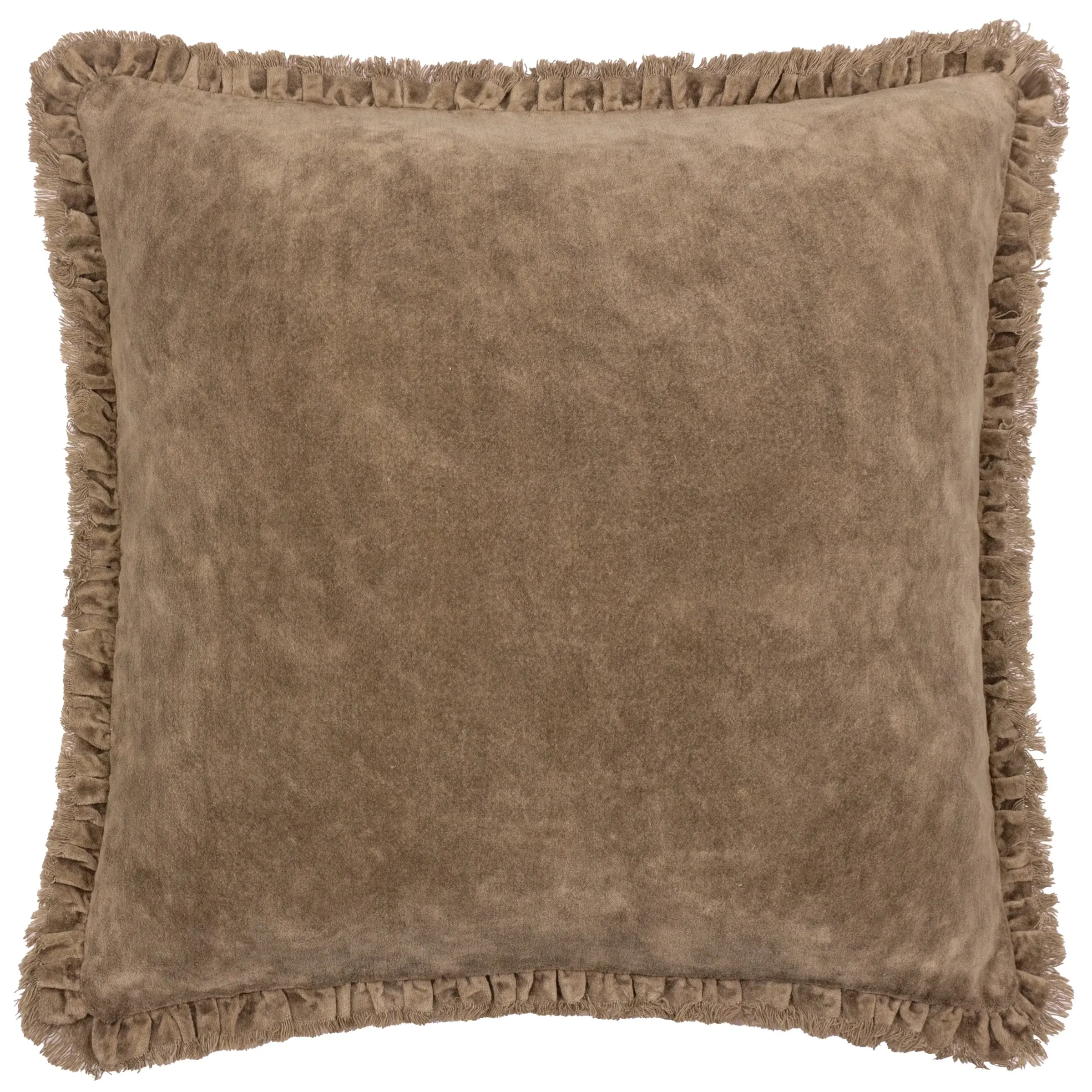 Bertie Washed Cotton Velvet Cushion Cover (Chocolate)