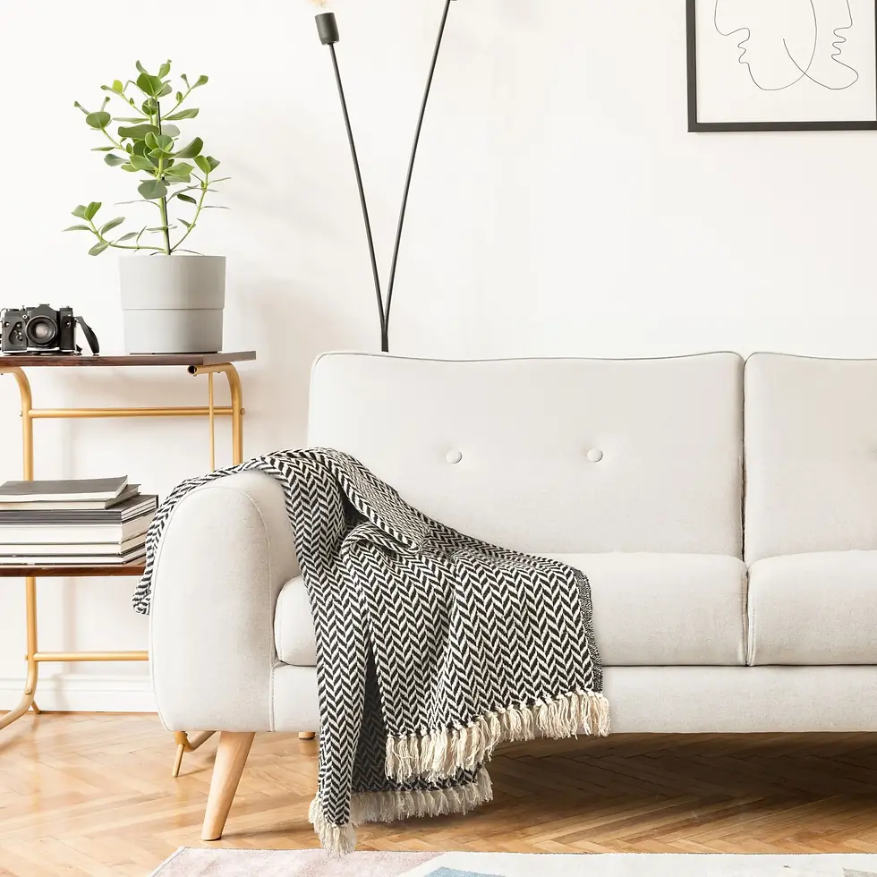 Thumbnail: Chevron - Recycled Cotton Throw (Navy)