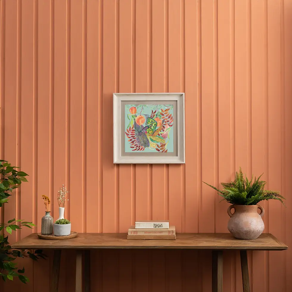 Thumbnail: Mirabelle Butterfly Framed Print (Birch/Robins Egg)
