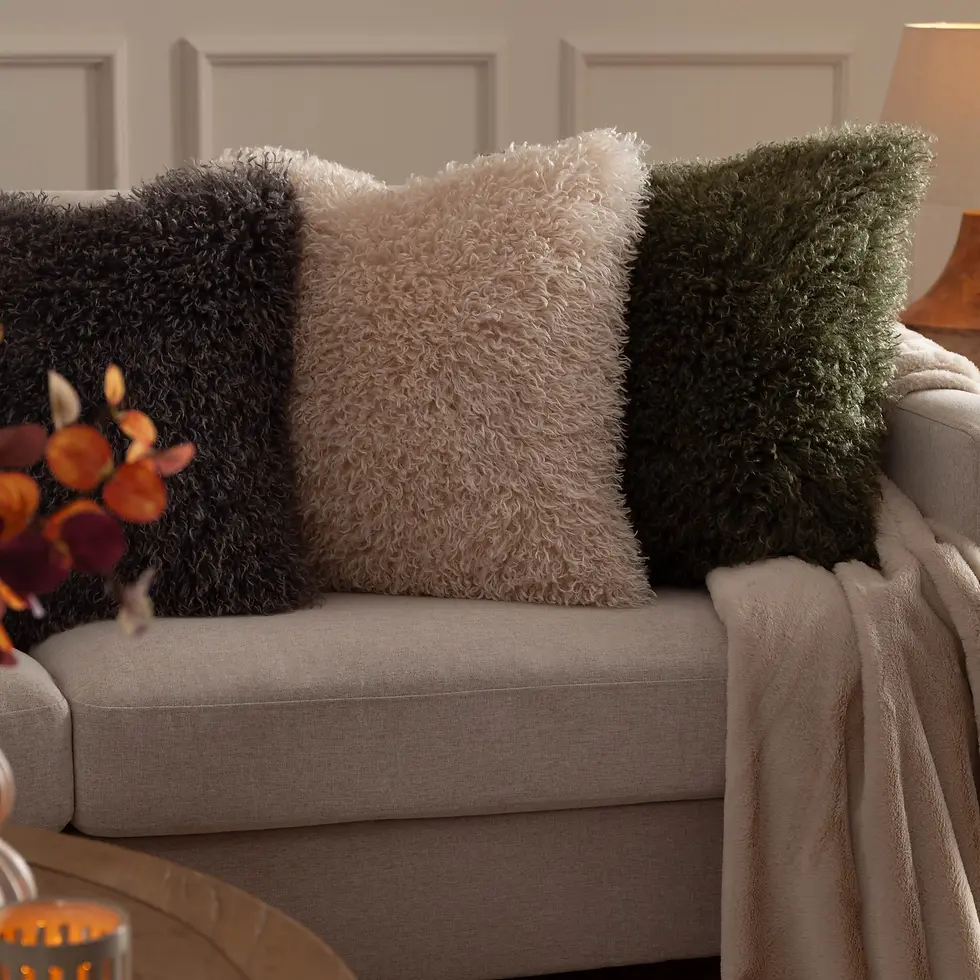Thumbnail: Rowan Faux Fur Cushion (Khaki)