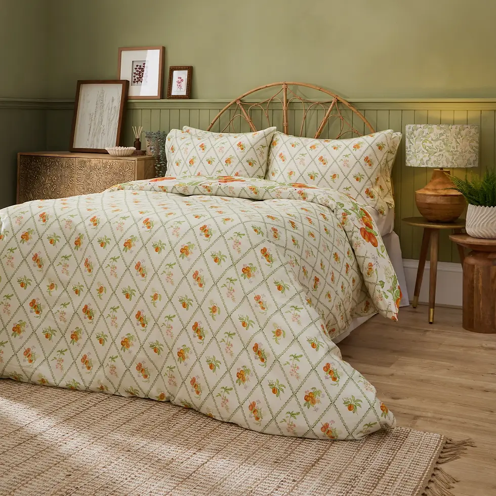 Thumbnail: Peach Harvest Printed Duvet Cover Set (Orange)