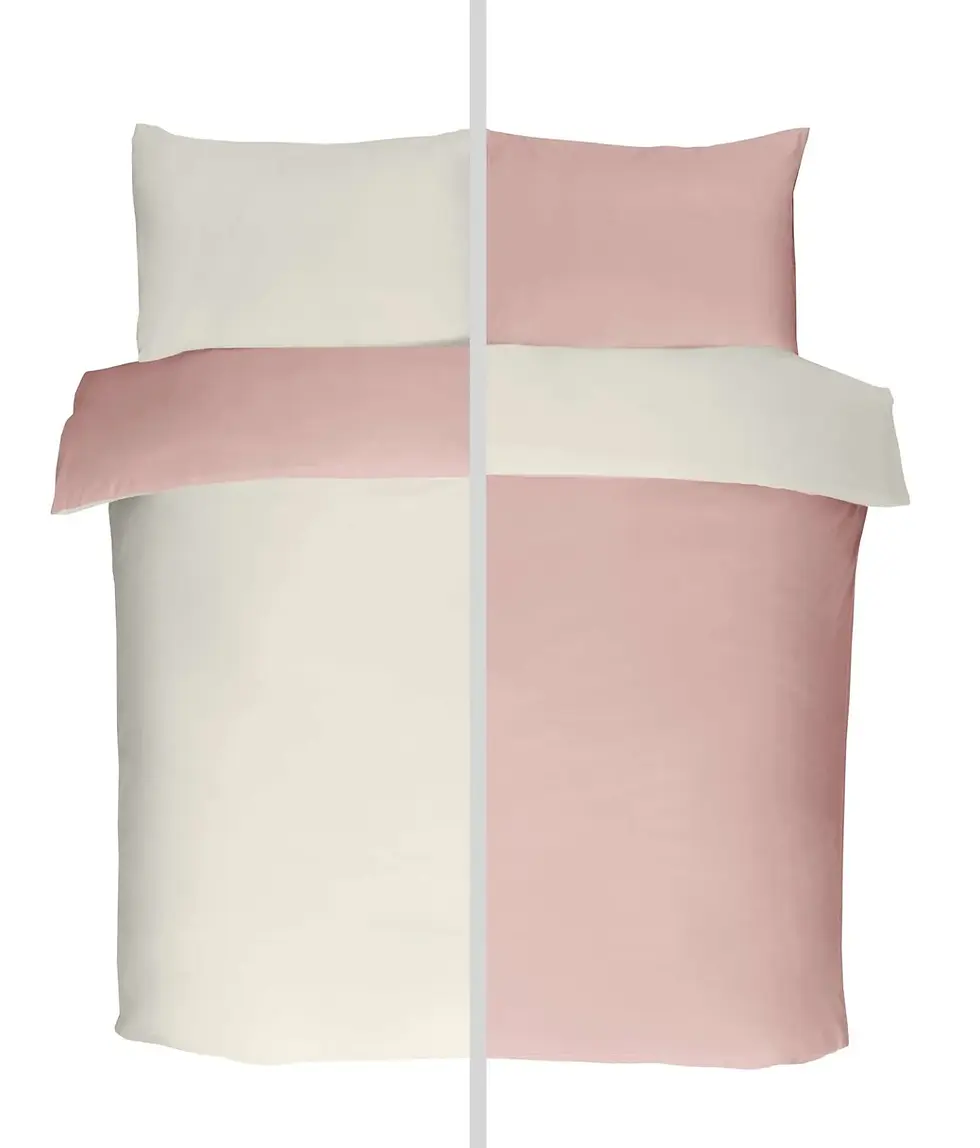 Thumbnail: Brights - Non Iron Reversible Duvet Cover Set (Cream/Blush Pink)