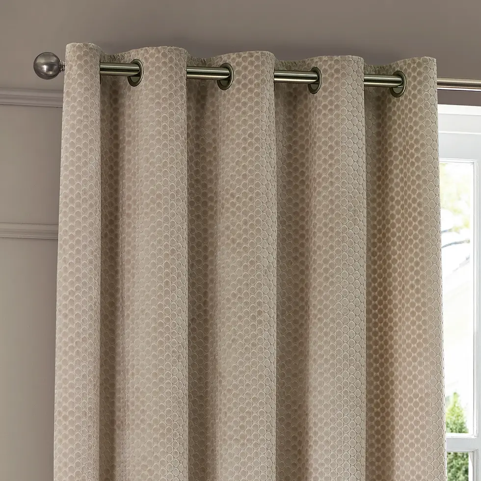 Thumbnail: Neptune Fully Lined Velvet Eyelet Curtains (Champagne)