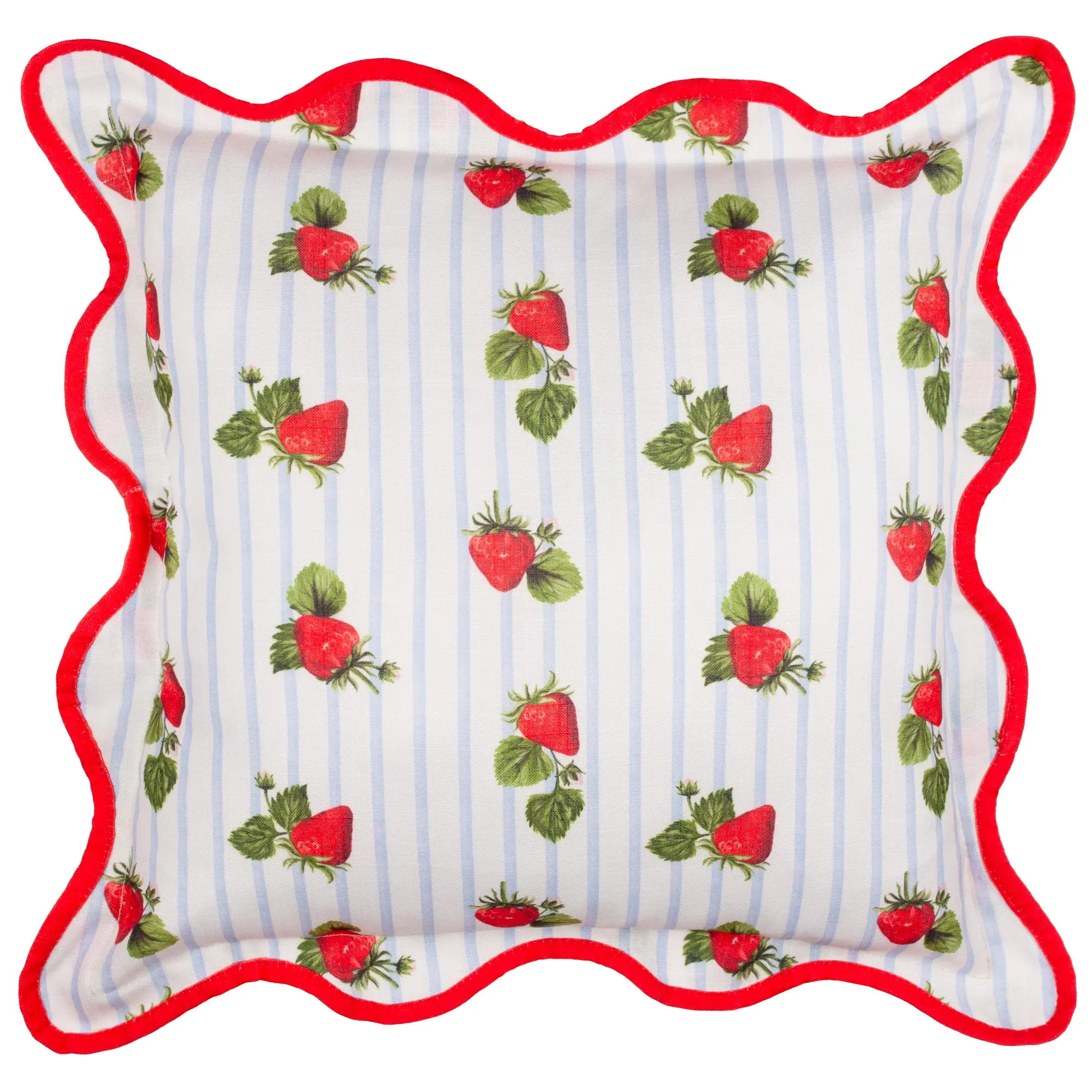 Fruits Strawberries Striped Outdoor Cushion Cover (Blue)