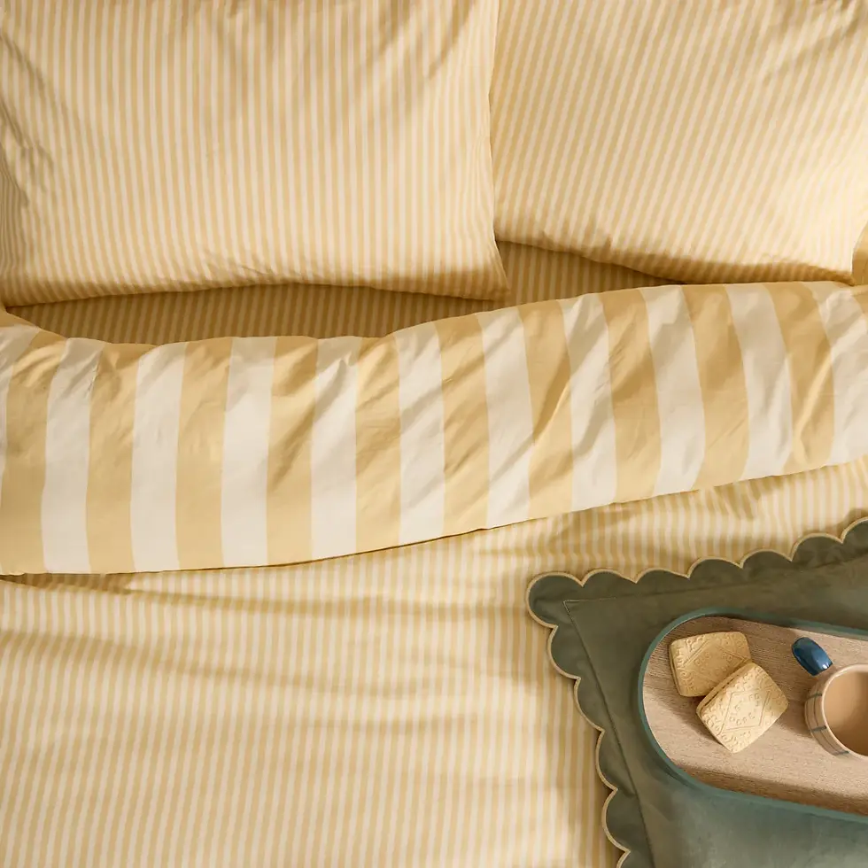 Thumbnail: The Ultimate Stripe Reversible Duvet Cover Set (Custard Cream)