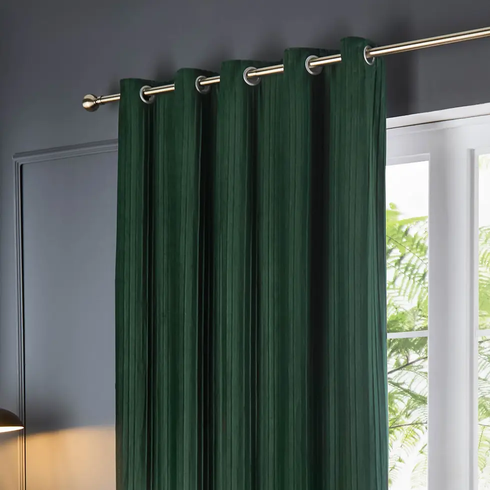 Thumbnail: Corinthian Fully Lined Velvet Eyelet Curtains (Forest)