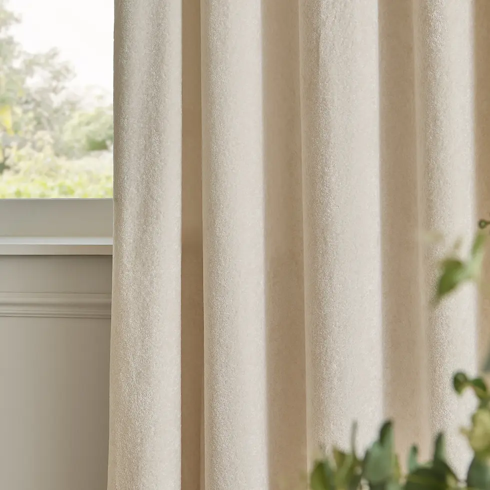Thumbnail: Lustre Velvet Fully Lined Eyelet Curtains (Ivory)