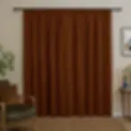 Thumbnail: Soft Chenille Blackout Pencil Pleat Curtains (Rust)