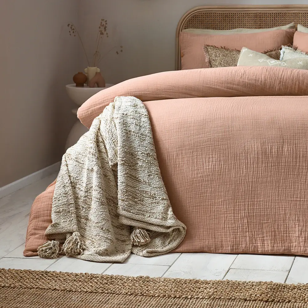 Lark Cotton Muslin Duvet Cover Set (Pink)
