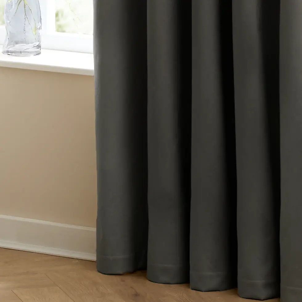 Thumbnail: The Ultimate Velvet Blackout Eyelet Curtains (Charcoal)