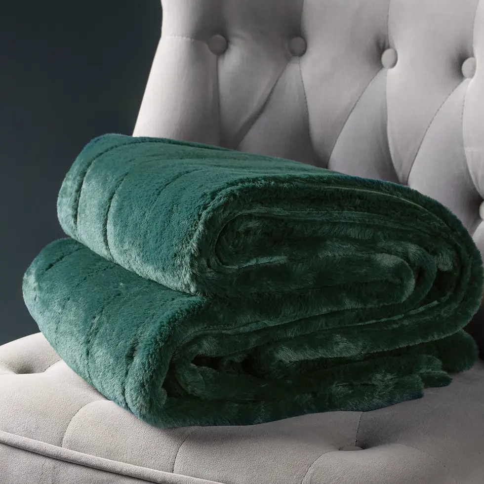 Thumbnail: Empress Faux Fur Throw (Emerald)