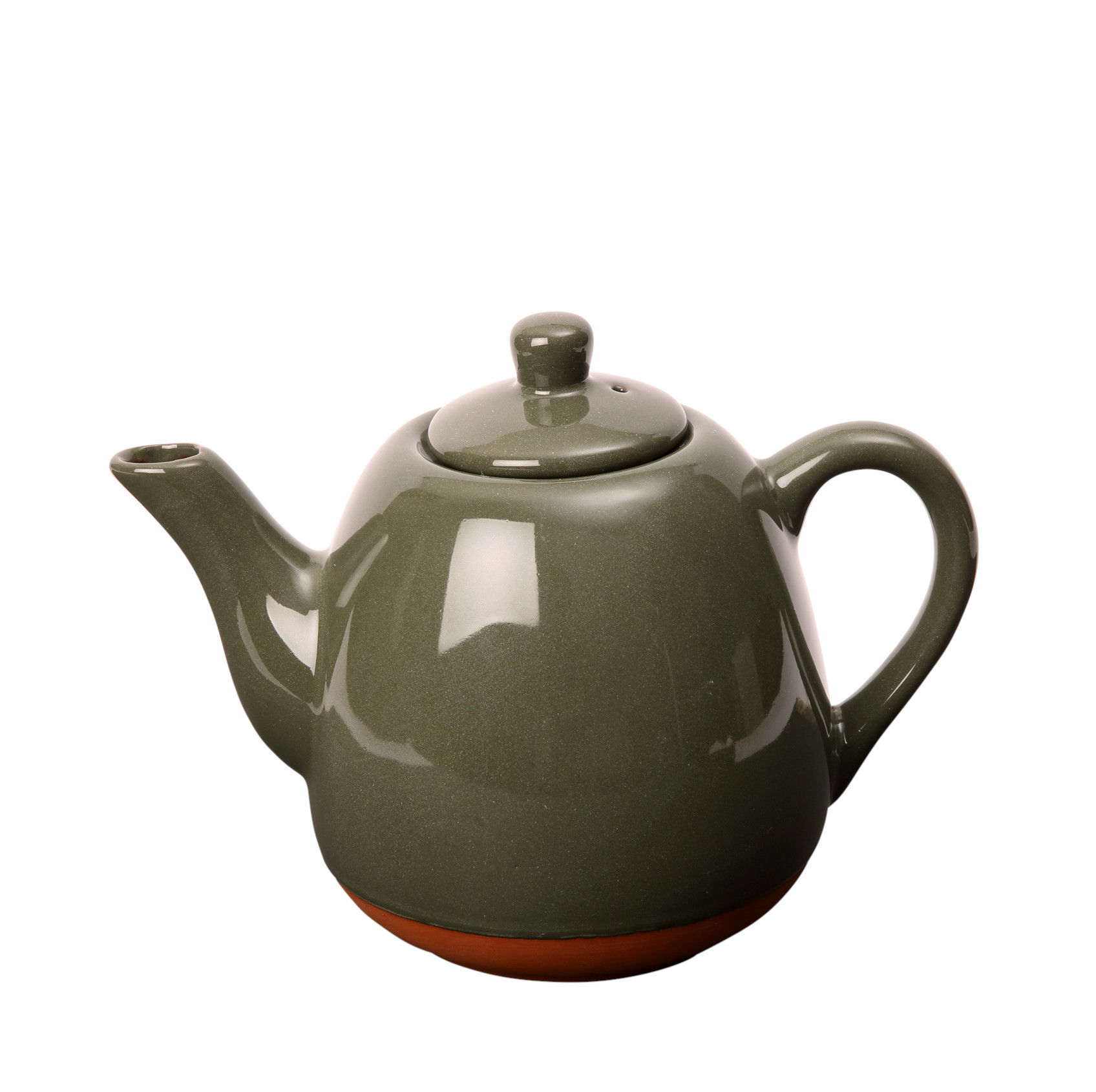 Sintra Glazed 1200ml Terracotta Teapot (Olive Green)