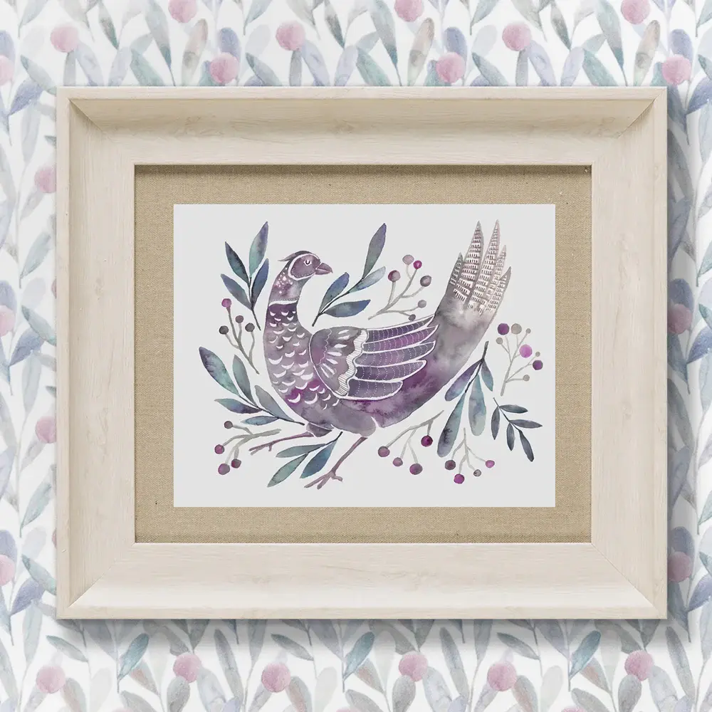 Ritsurin Violet Framed Print (Birch)
