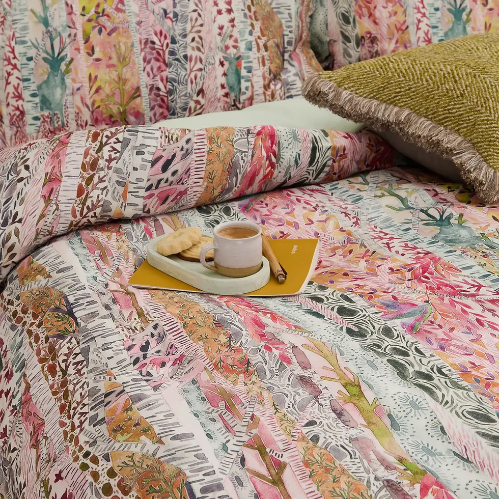 Thumbnail: Whimsical Tale Printed Duvet Cover Set (Blush)