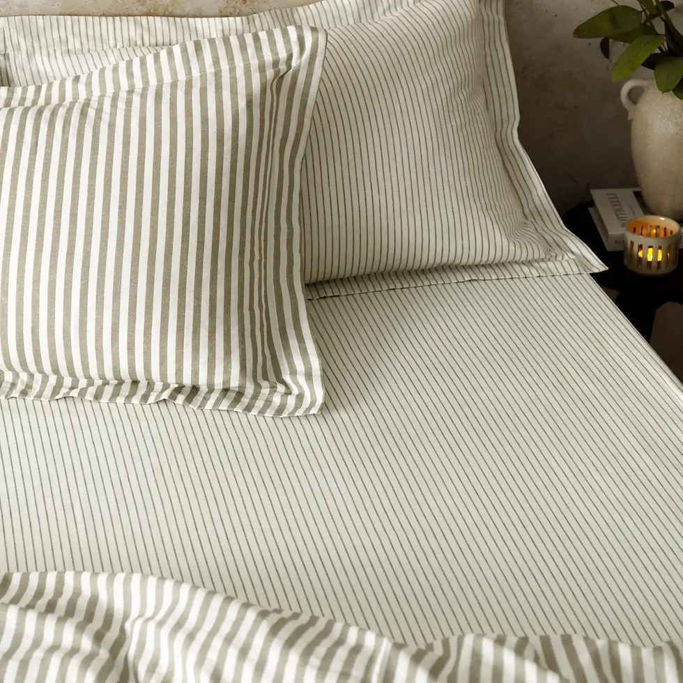 Hebden 100% Cotton Narrow Stripe Fitted Bed Sheet (Mole)