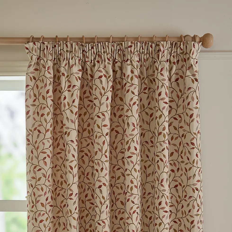 Thumbnail: Cervino Fully Lined Jacquard Pencil Pleat Curtains (Red-nut)