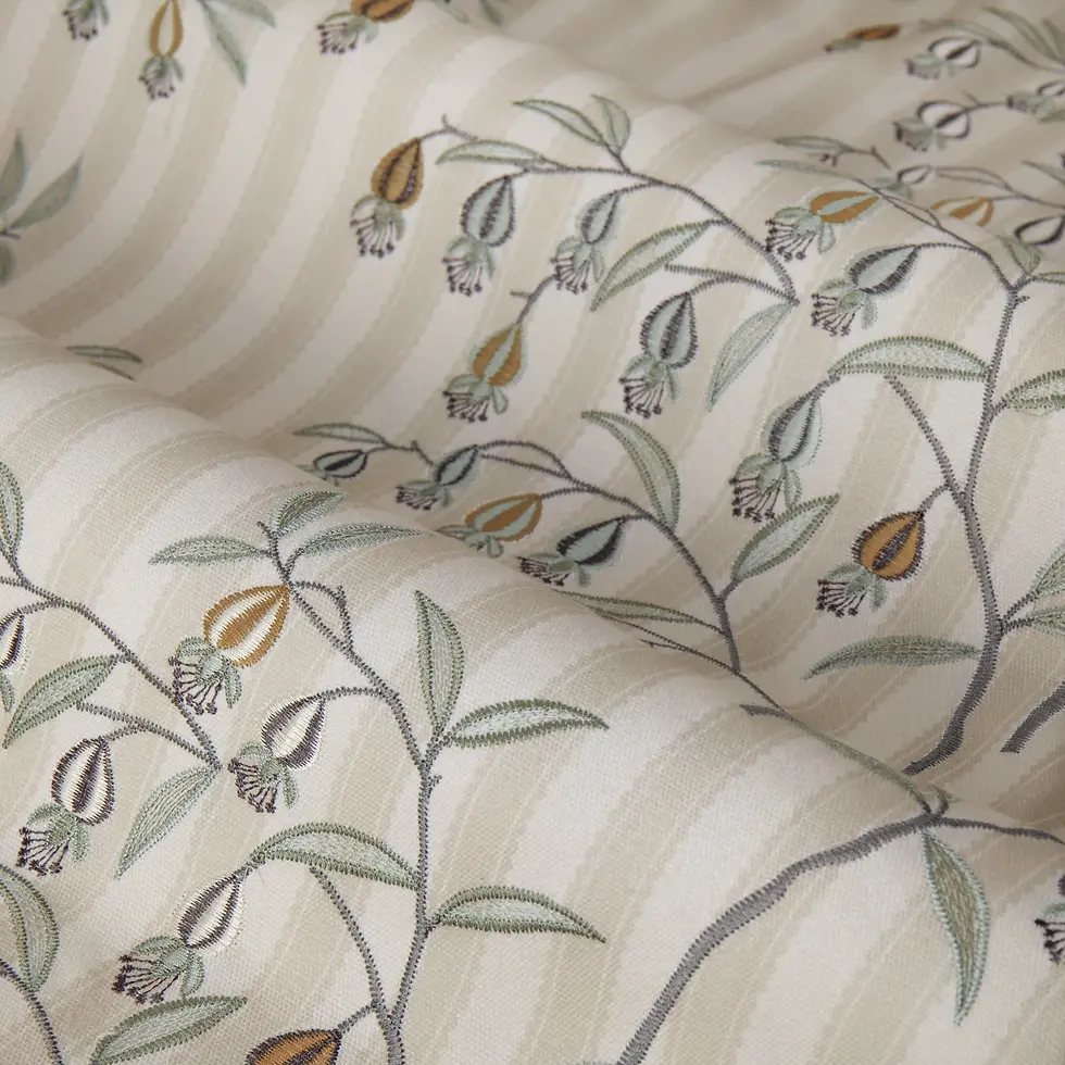 Thumbnail: Chinese Lanterns Fully Lined Embroidered Pencil Pleat Curtains (Linen)