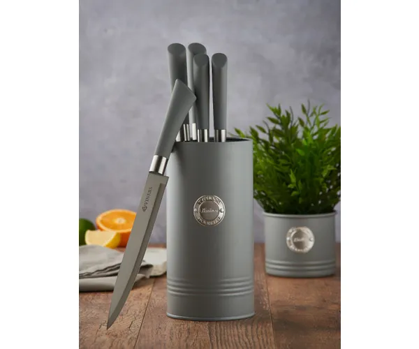 Typhoon Living Grey Knife Block Set Duke Essentials, Lewisham