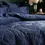 Thumbnail: Palmeria Quilted Velvet Duvet Cover Set (Navy)