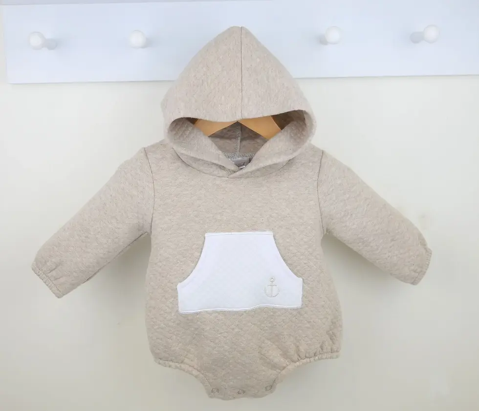 Thumbnail: Marino Hooded Romper (Natural)