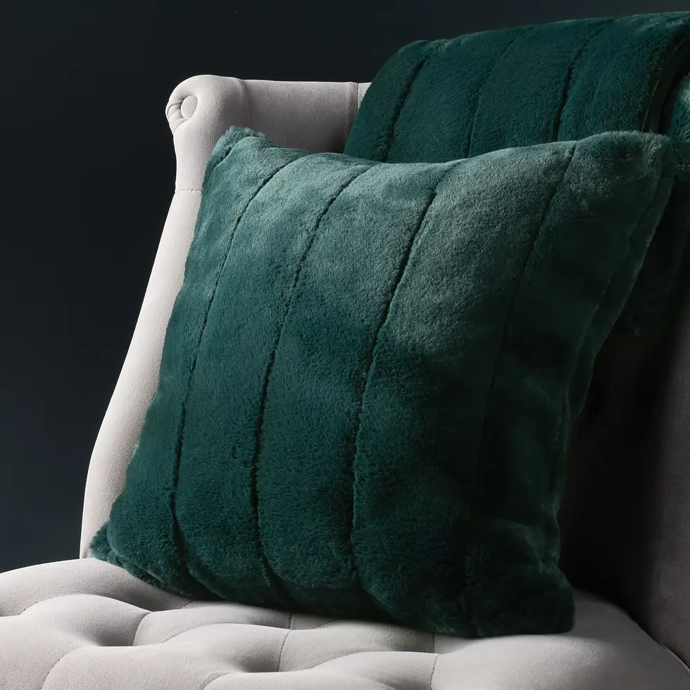 Thumbnail: Empress Faux Fur Cushion Cover (Emerald)