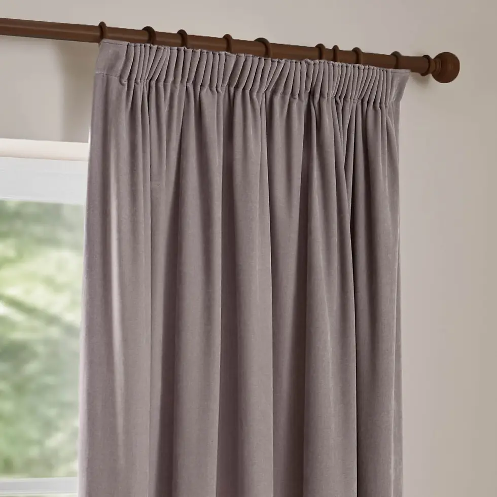 Thumbnail: Heavy Chenille Fully Lined Velvet Pencil Pleat Curtains (Mauve)