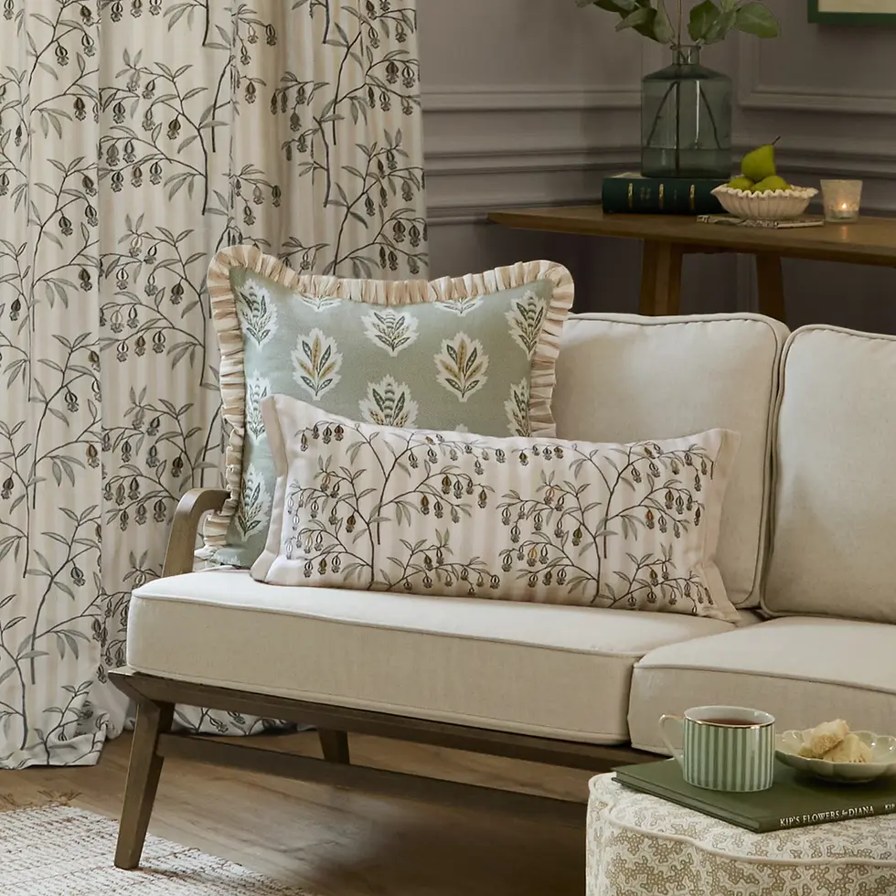 Thumbnail: Chinese Lanterns Embroidered Cushion Cover (Linen)