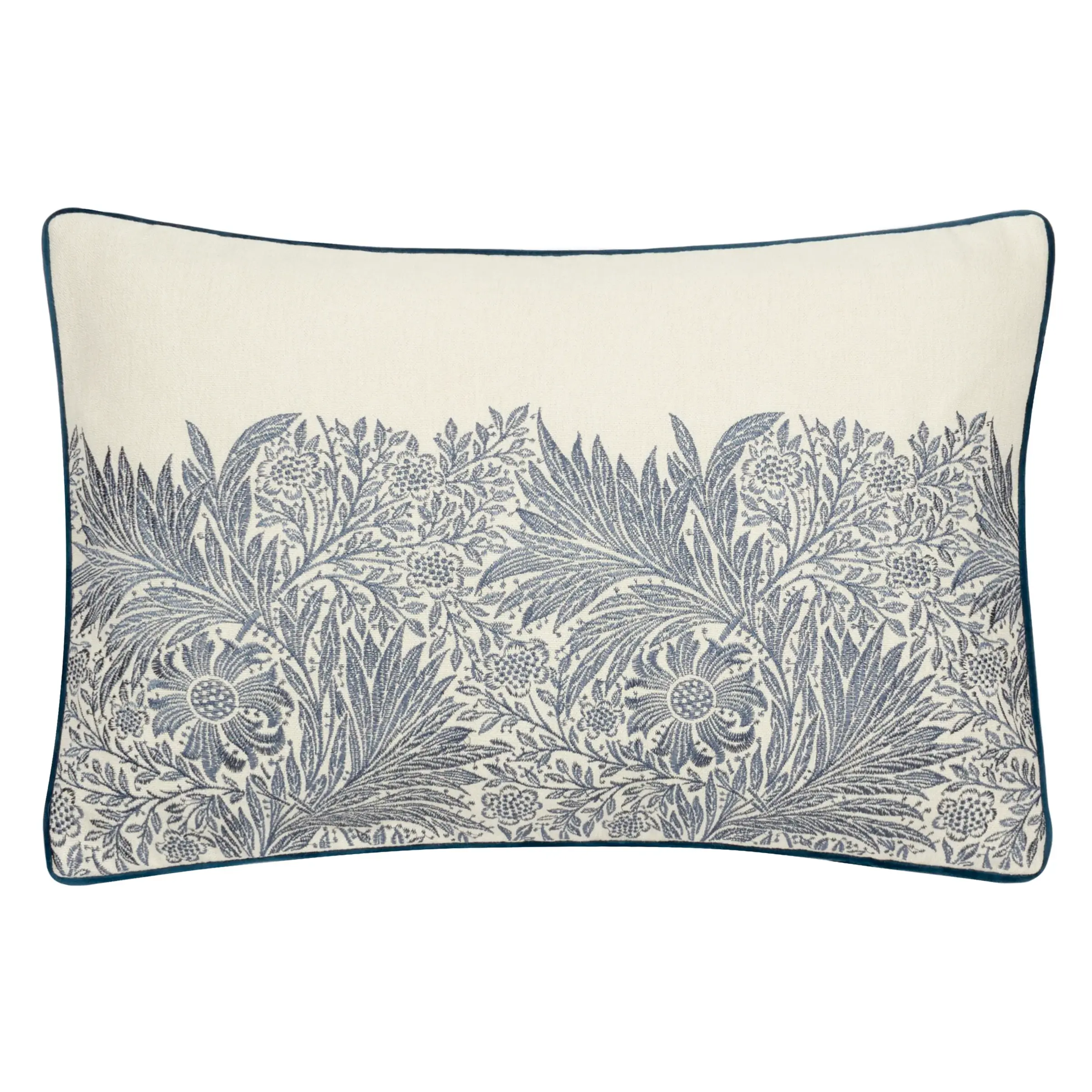 Marigold Embroidered Cushion Cover (Indigo)
