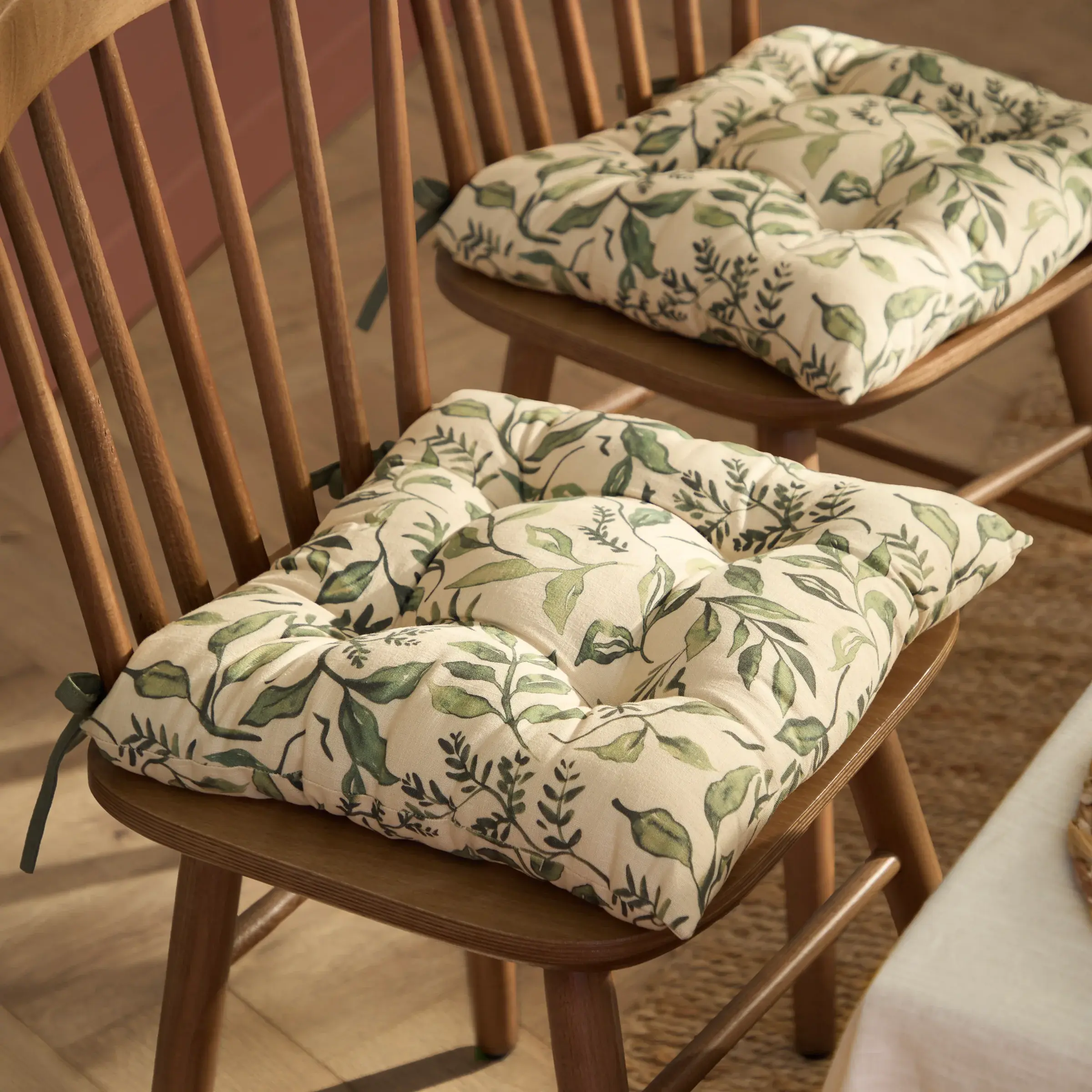 Herb Garden 2 Pack 100% Slub Cotton Seat Pads (Green)