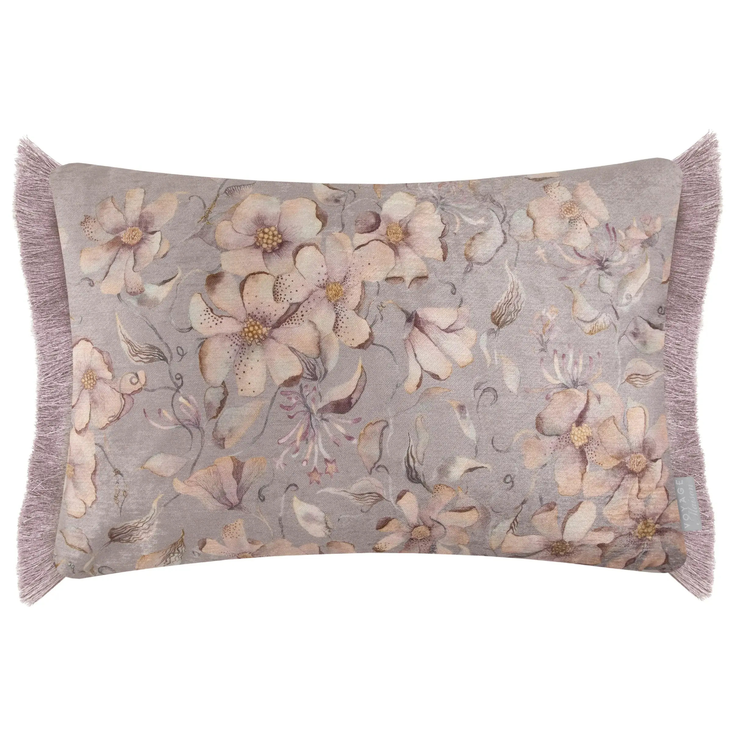 Daphne Printed Ruche Fringe Cushion Cover (Viola)