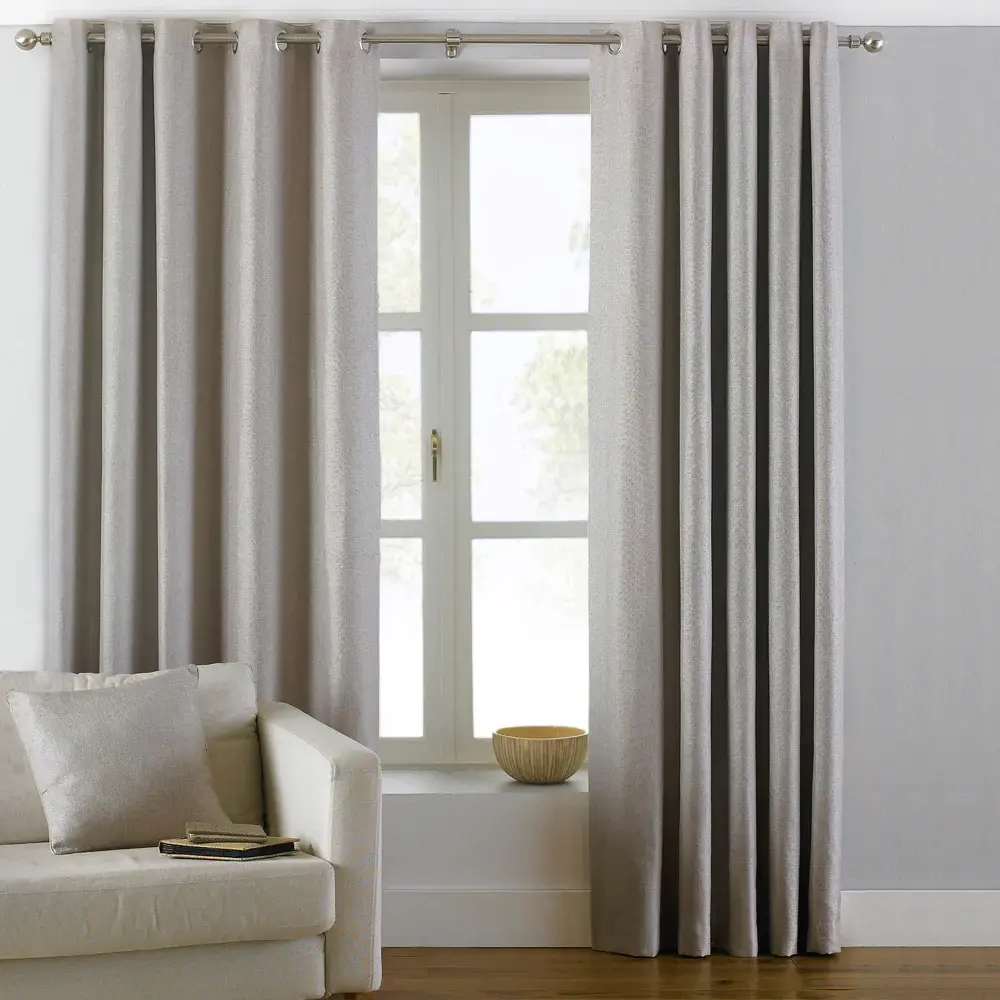 Atlantic Twill Woven Eyelet Curtains (Natural)