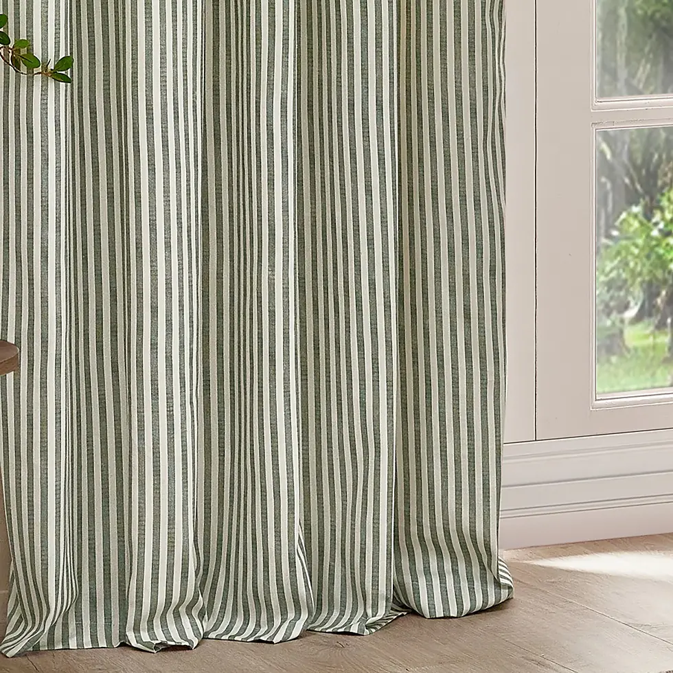 Thumbnail: Hebden 100% Cotton Blackout Pencil Pleat Curtains (Forest)
