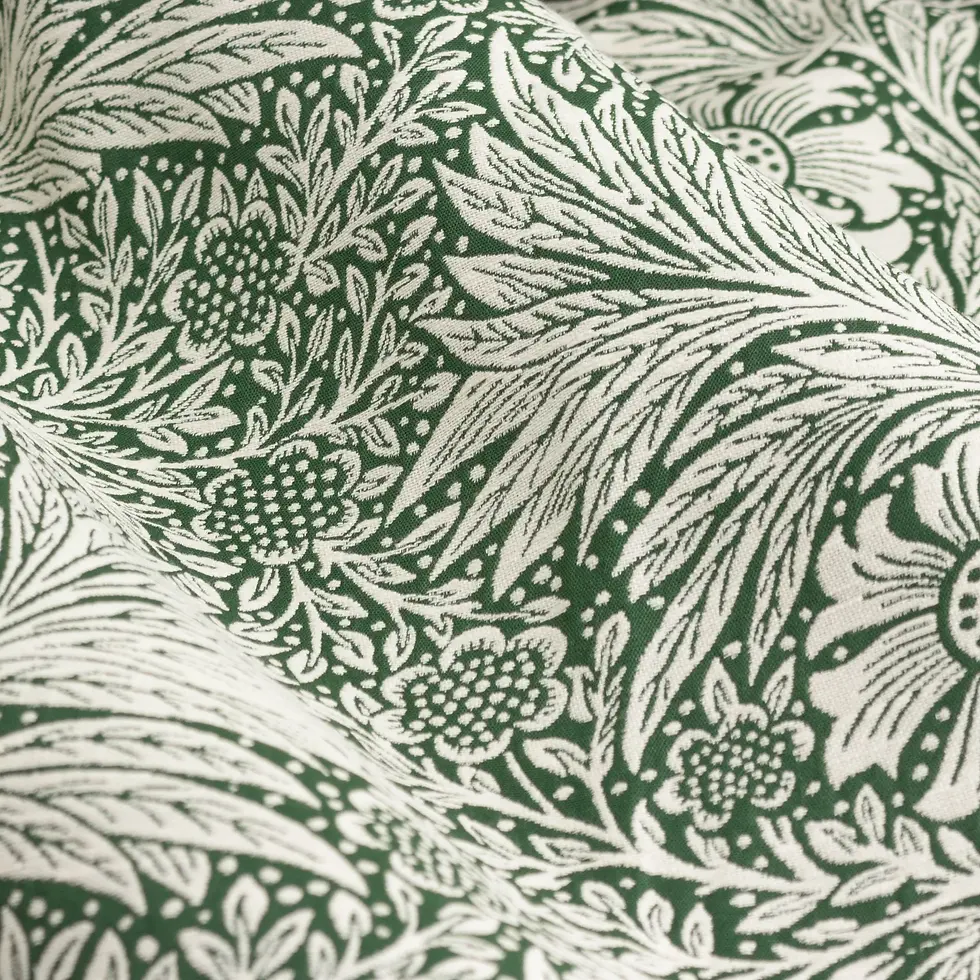 Thumbnail: Marigold Floral Jacquard Pencil Pleat Curtains (Leaf Green)