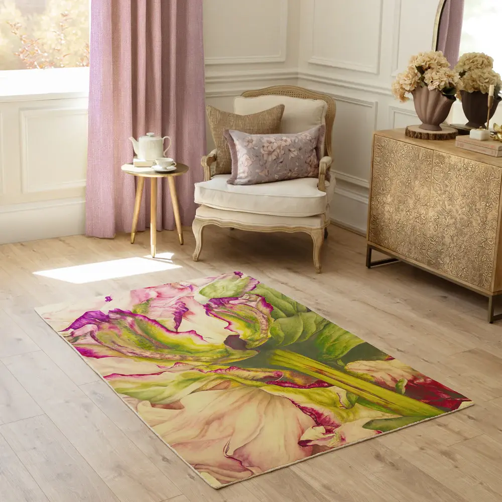 Marie Burke - Heligan Printed Rug (Fuchsia)